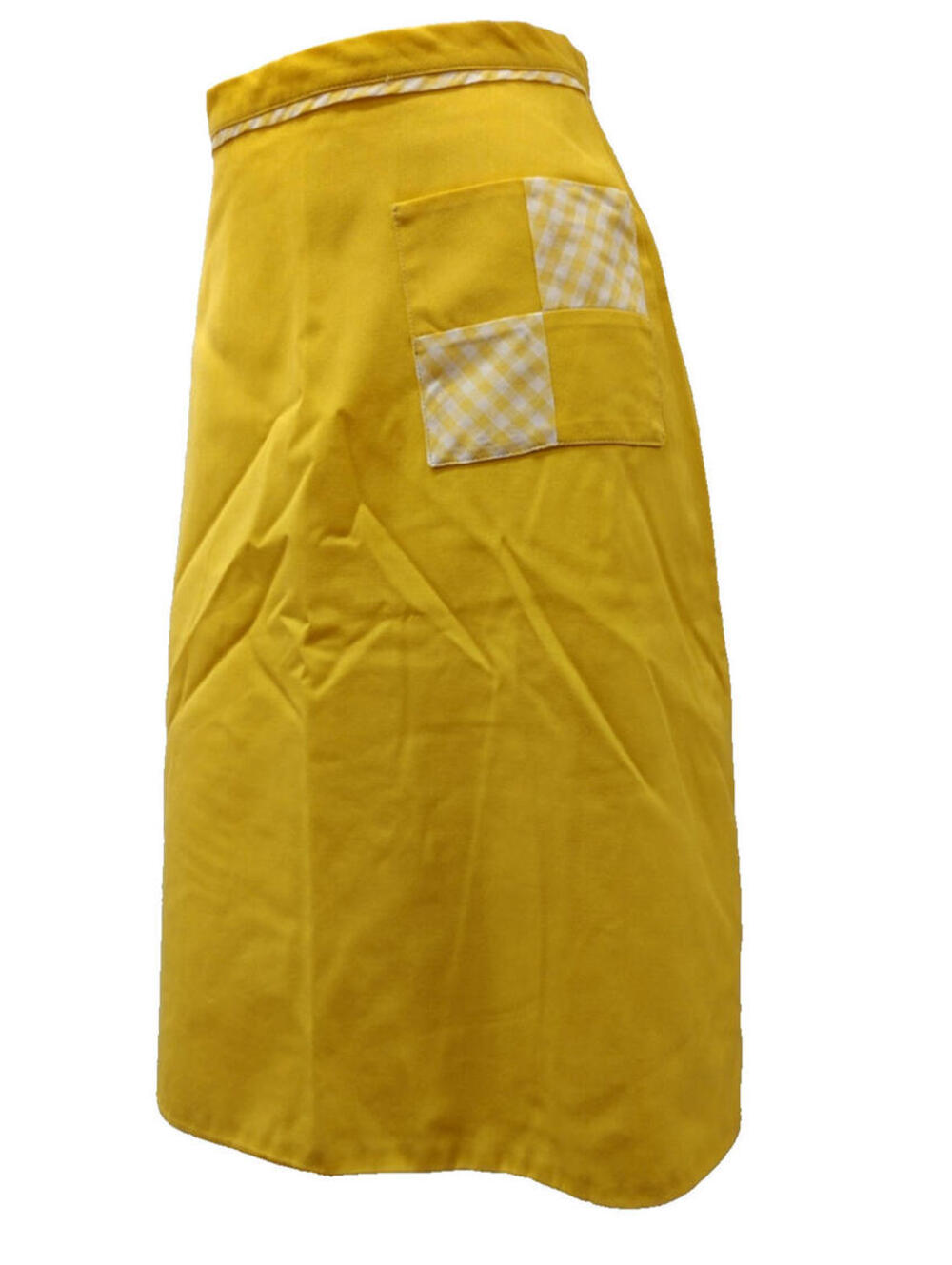 Vintage 1970s Gingham Wrap Skirt M Yellow Mustard Lily's Boutique Beverly Hills